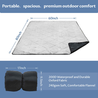 Waterproof Oxford & Plush Outdoor Down Blanket with Sherpa Lining, 60'' x 80''