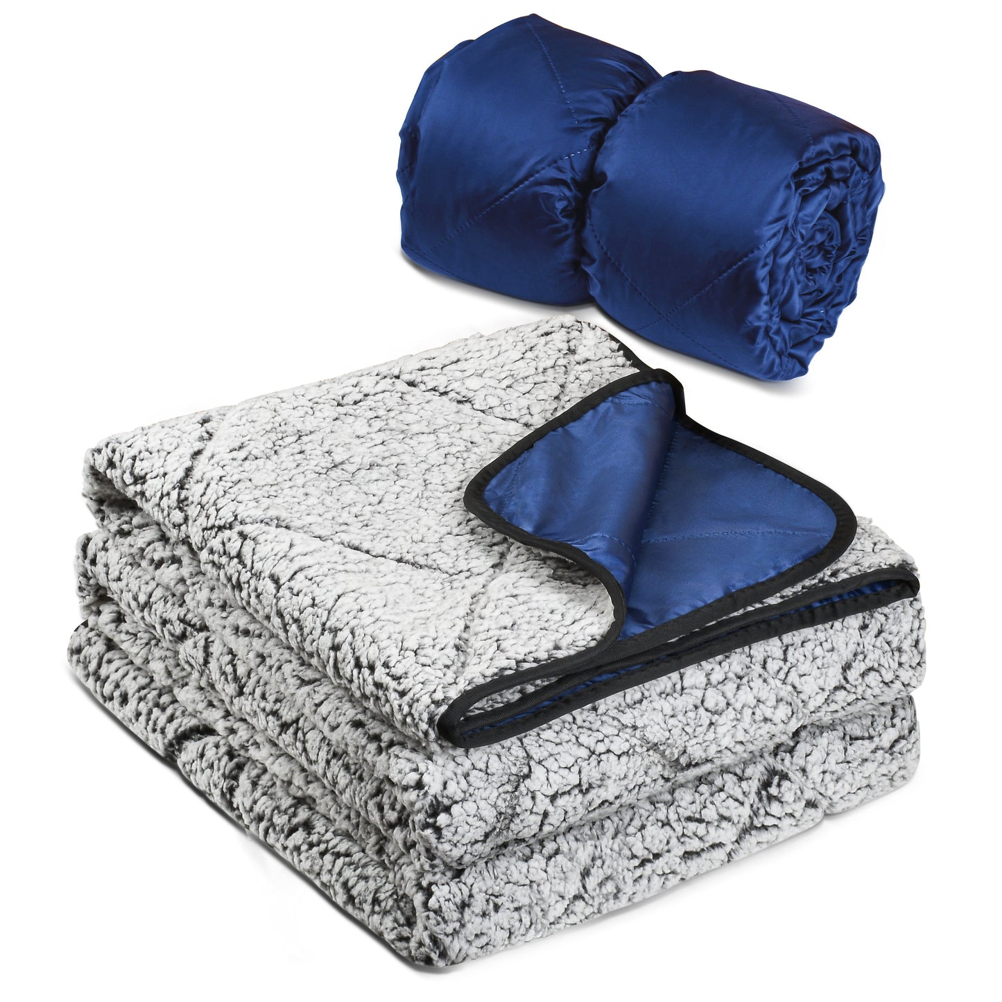 Waterproof Oxford & Plush Outdoor Down Blanket with Sherpa Lining, 60'' x 80''