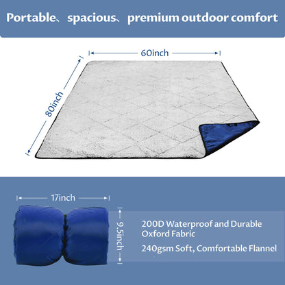 Waterproof Oxford & Plush Outdoor Down Blanket with Sherpa Lining, 60'' x 80''