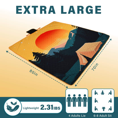 Tirrinia Waterproof Beach Blanket – Sandproof Outdoor Picnic & Camping Mat (70" × 80")