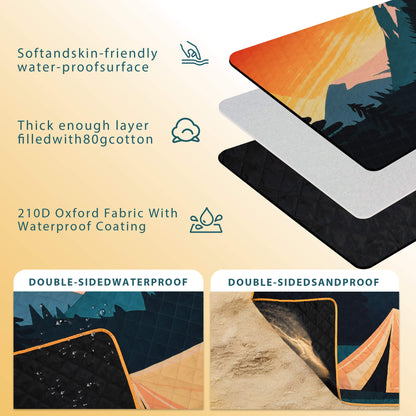 Tirrinia Waterproof Beach Blanket – Sandproof Outdoor Picnic & Camping Mat (70" × 80")