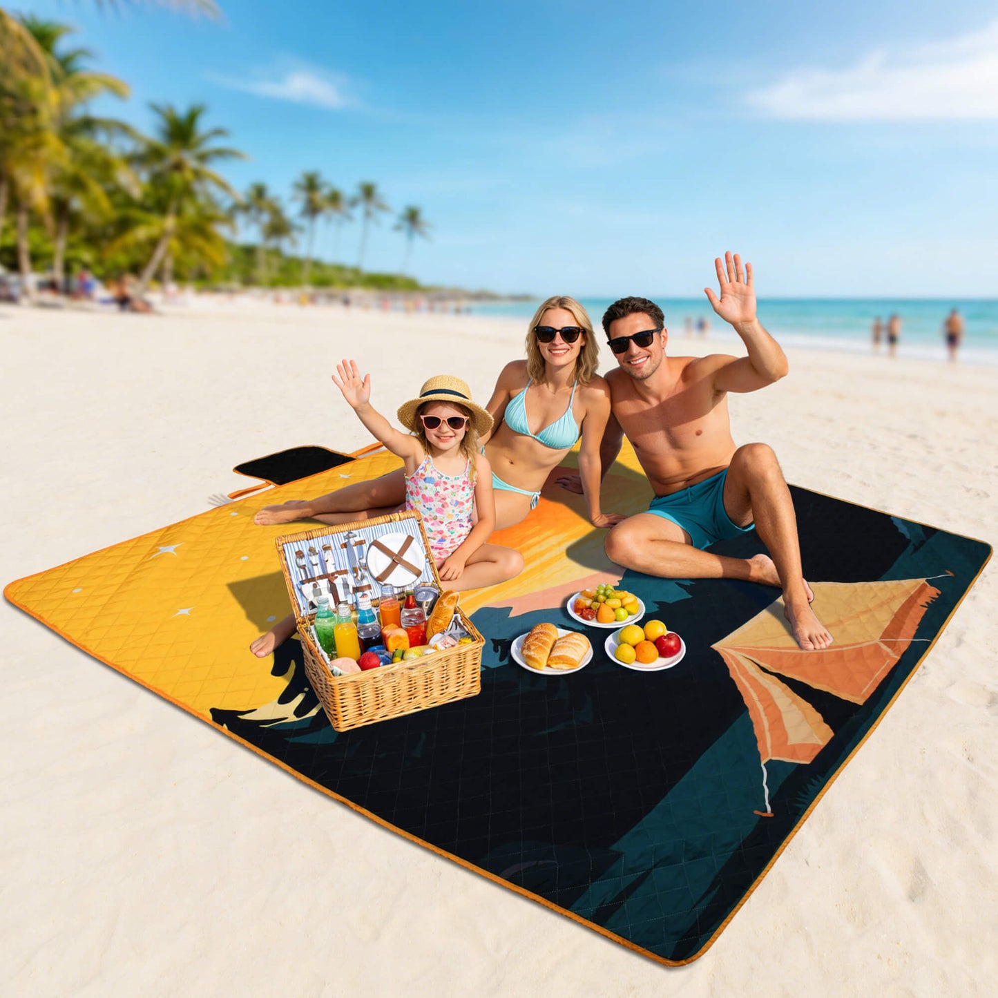 Tirrinia Waterproof Beach Blanket – Sandproof Outdoor Picnic & Camping Mat (70" × 80")