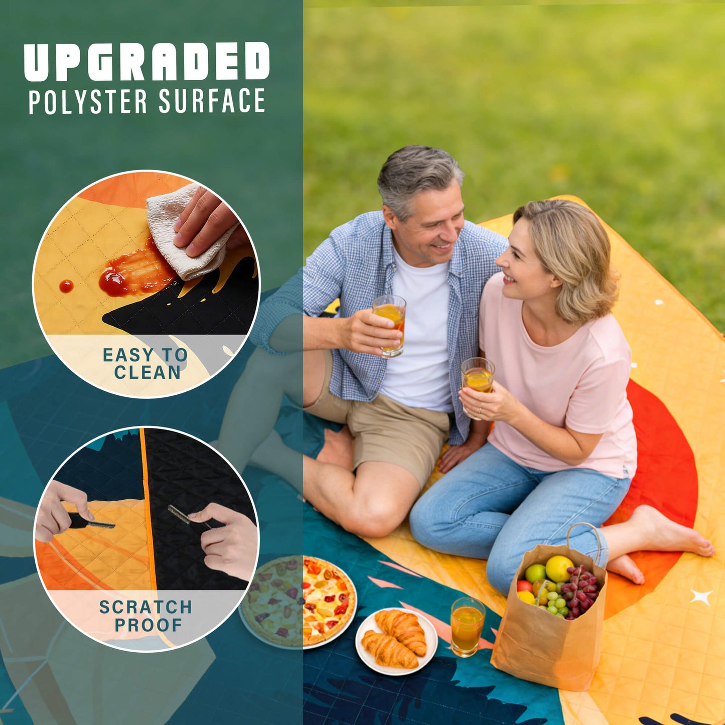 Tirrinia Waterproof Beach Blanket – Sandproof Outdoor Picnic & Camping Mat (70" × 80")