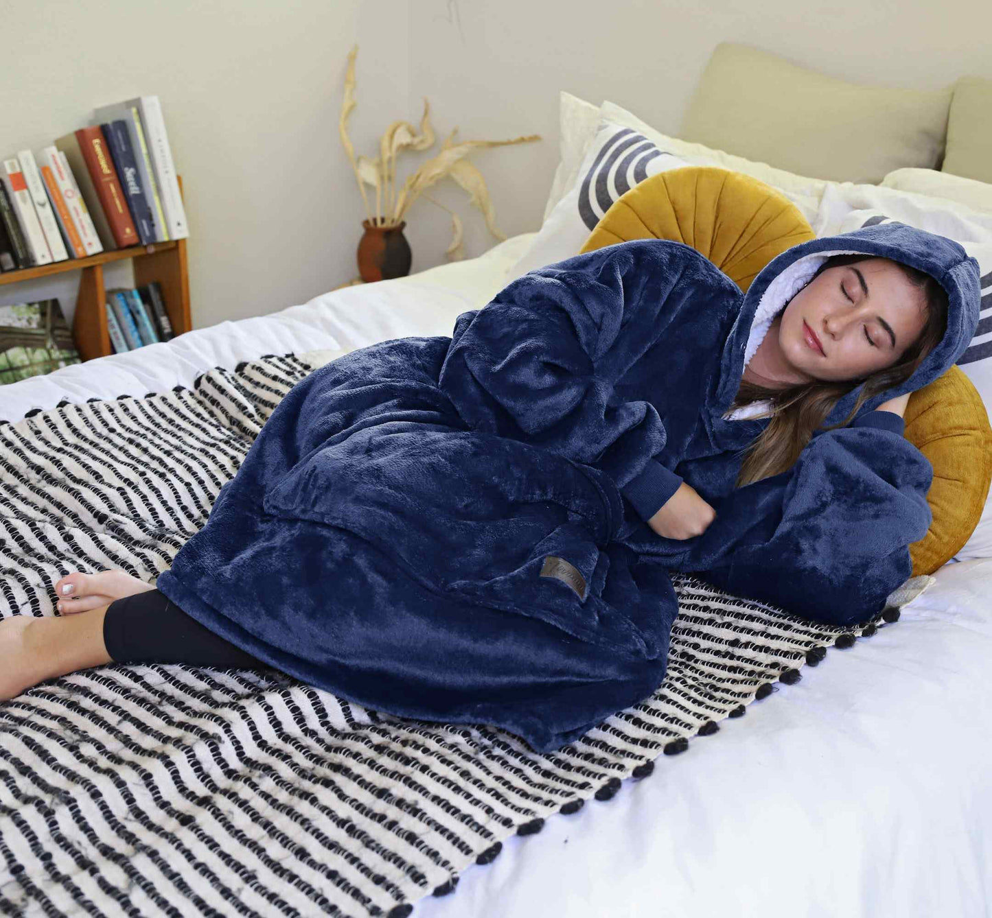 Dark Color Sherpa Oversized Hoodie Blanket