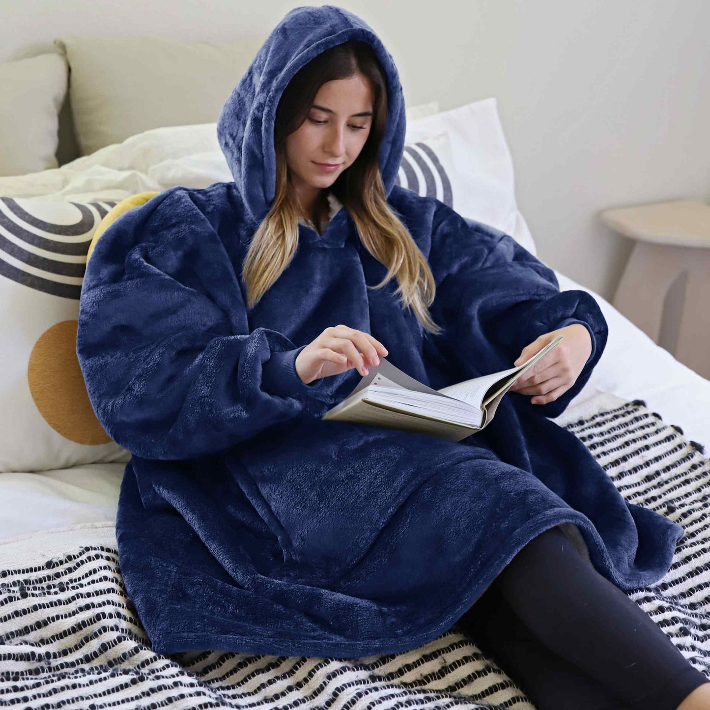 Dark Color Sherpa Oversized Hoodie Blanket
