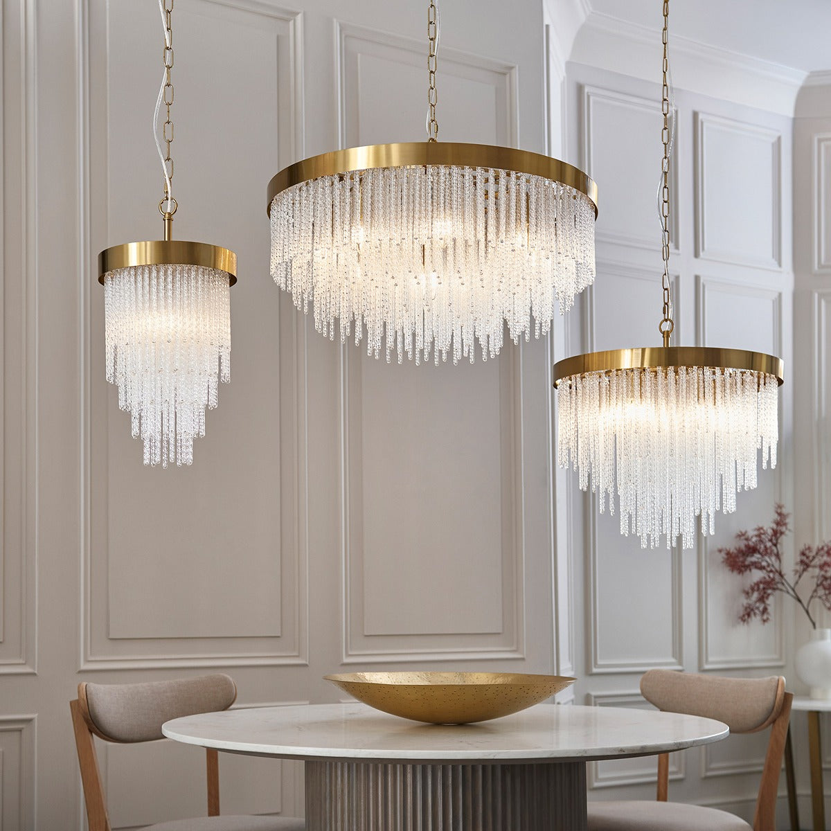 Anistoria Grand 9 Pendant Light - Brushed Aged Brass