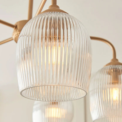 Ashcroft Ribbed 5 Pendant Light - Brushed Aged Brass