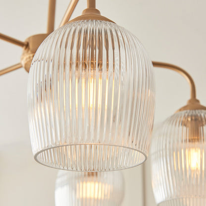 Ashcroft Ribbed 5 Pendant Light - Brushed Aged Brass