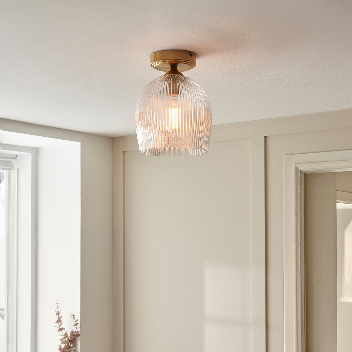 Ashcroft Ribbed Ceiling 1 Light - Brushed Aged Brass