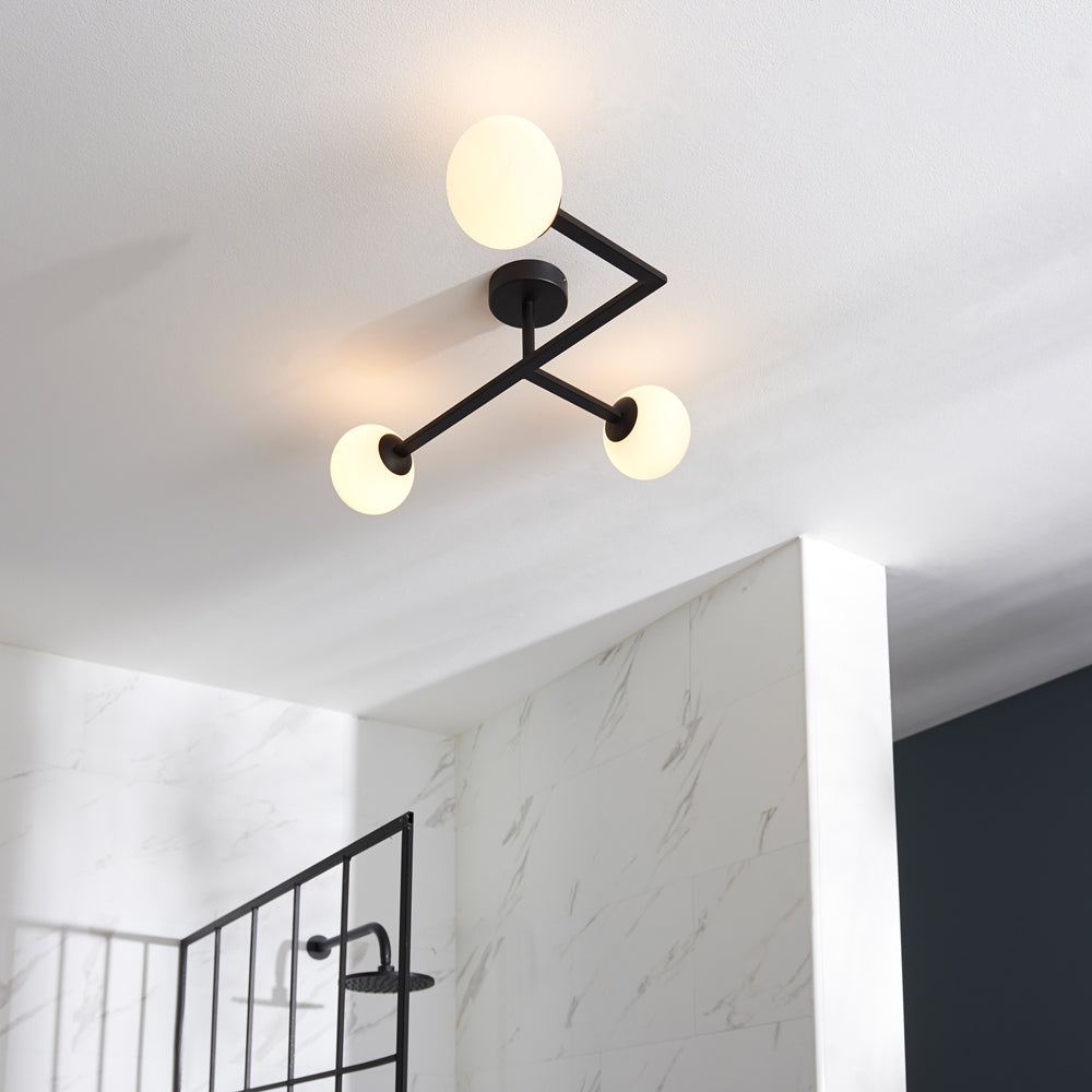 Brooklyn Bathroom 3 Ceiling Light - Black