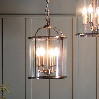 Lambeth 4 Lantern Pendant Light - Antique Brass