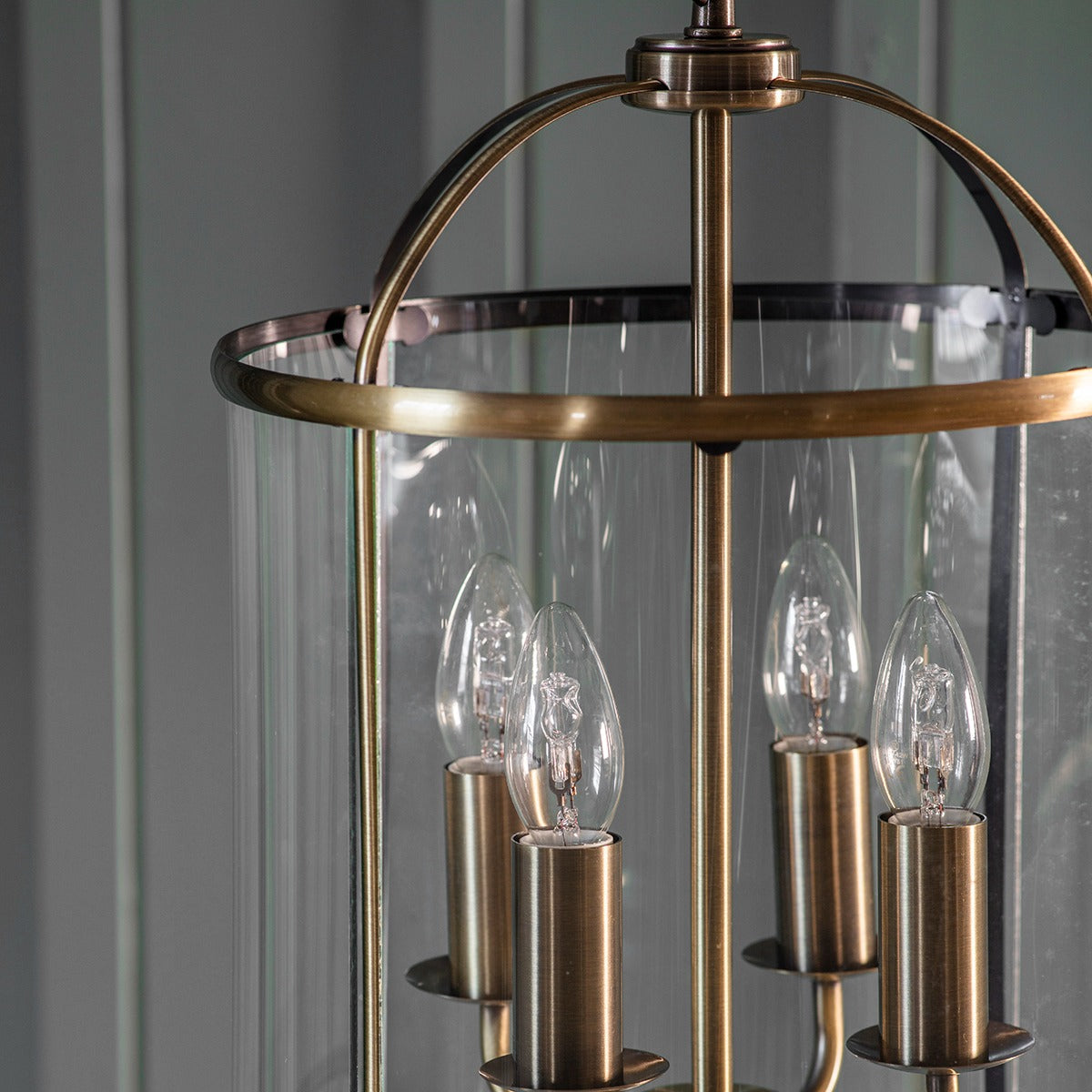 Lambeth 4 Lantern Pendant Light - Antique Brass