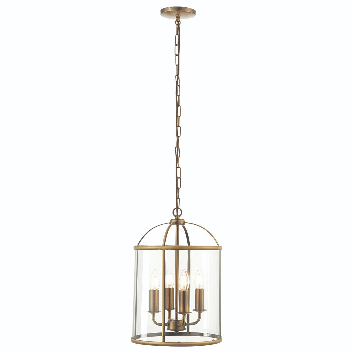 Lambeth 4 Lantern Pendant Light - Antique Brass