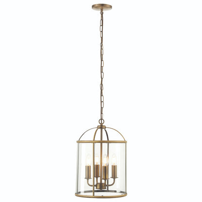 Lambeth 4 Lantern Pendant Light - Antique Brass