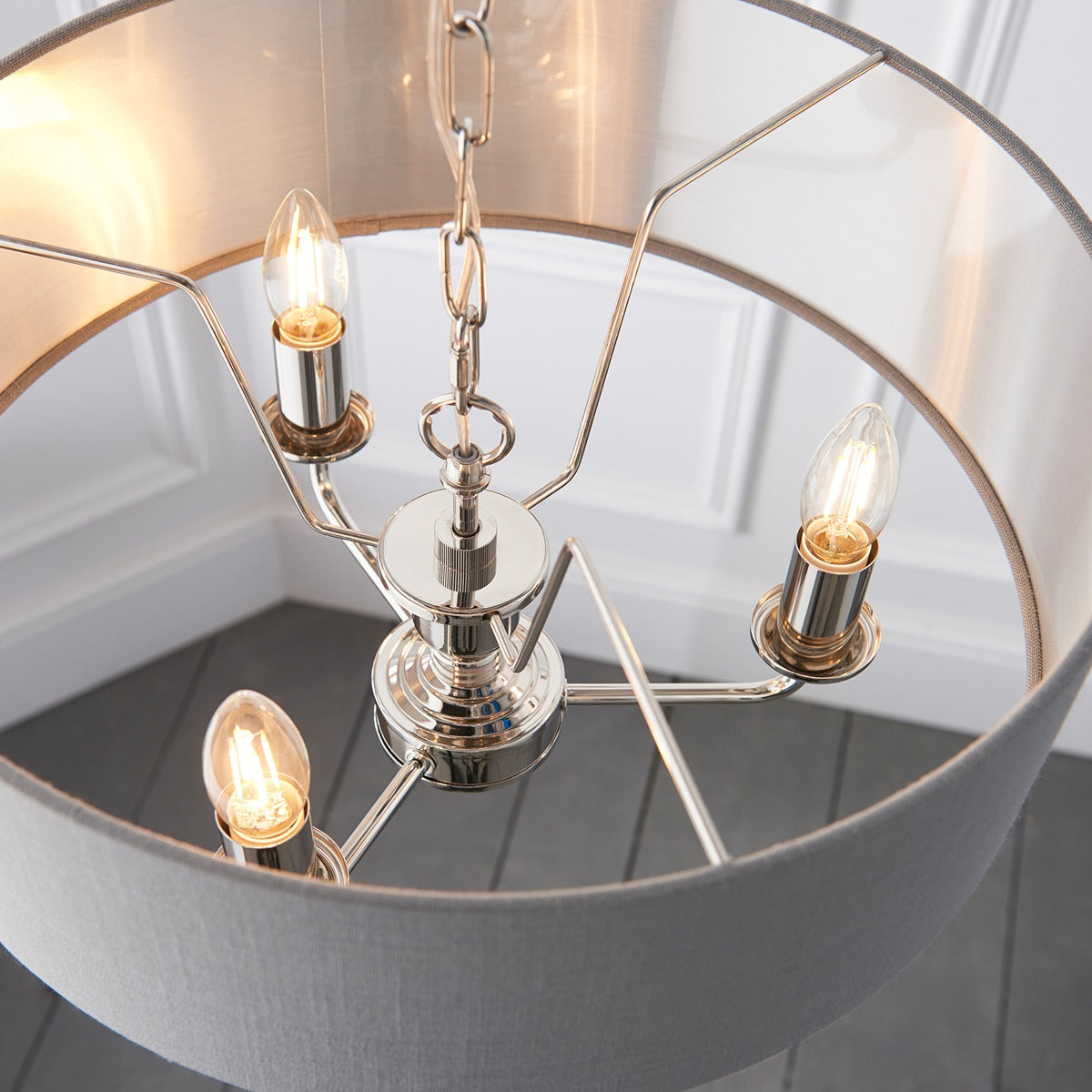 Highclere 3 Long Pendant Light - Nickel