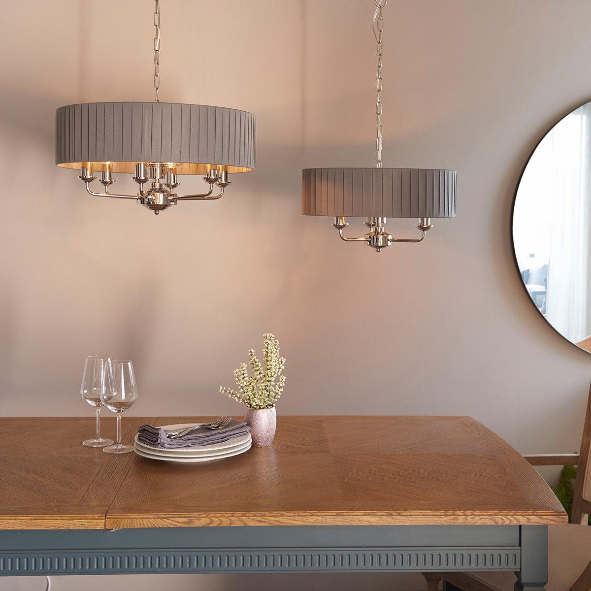 Highclere 6 Pleated Pendant - Nickel