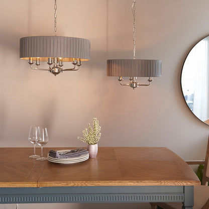 Highclere 6 Pleated Pendant - Nickel