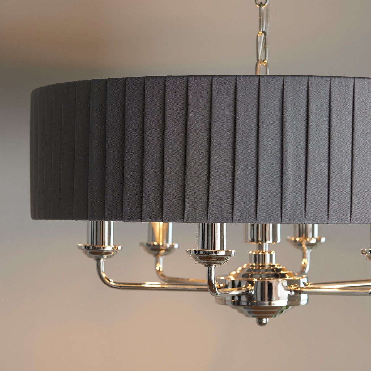 Highclere 6 Pleated Pendant - Nickel