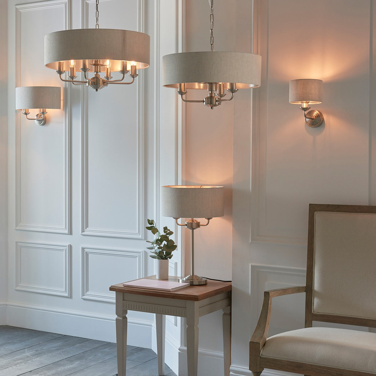 Highclere 3 Table Lamp - Chrome