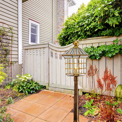 European Style Garden Retro Brass Column Lamp
