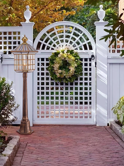 European Style Garden Retro Brass Column Lamp