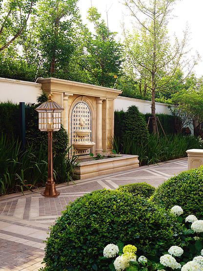 European Style Garden Retro Brass Column Lamp