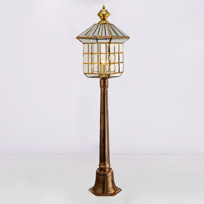 European Style Garden Retro Brass Column Lamp