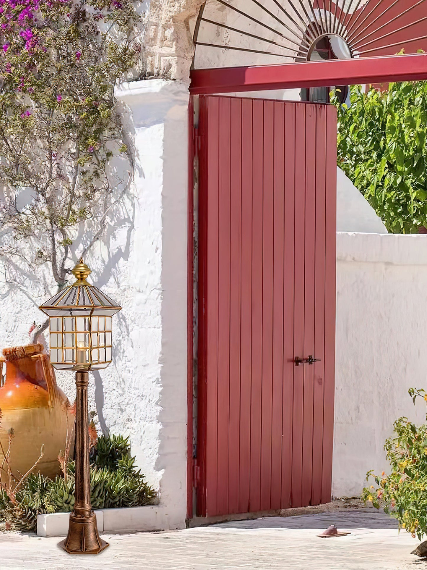 European Style Garden Retro Brass Column Lamp