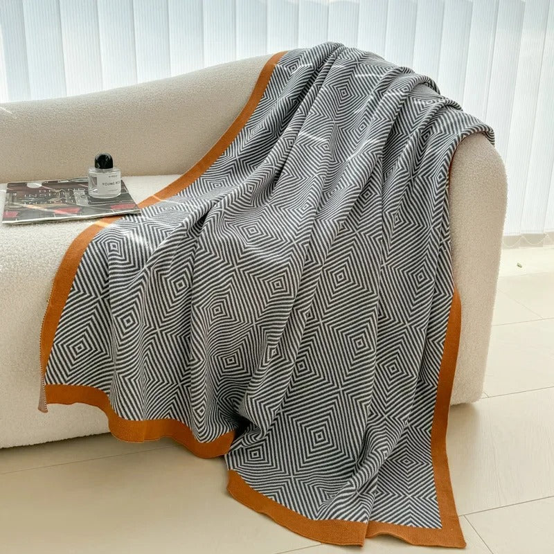 Geometric Pattern Blanket for Sofa and Bed | Modern Throw