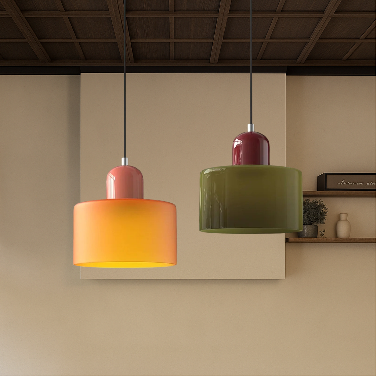 LumyHome | Coloured glass Bauhaus pendant light