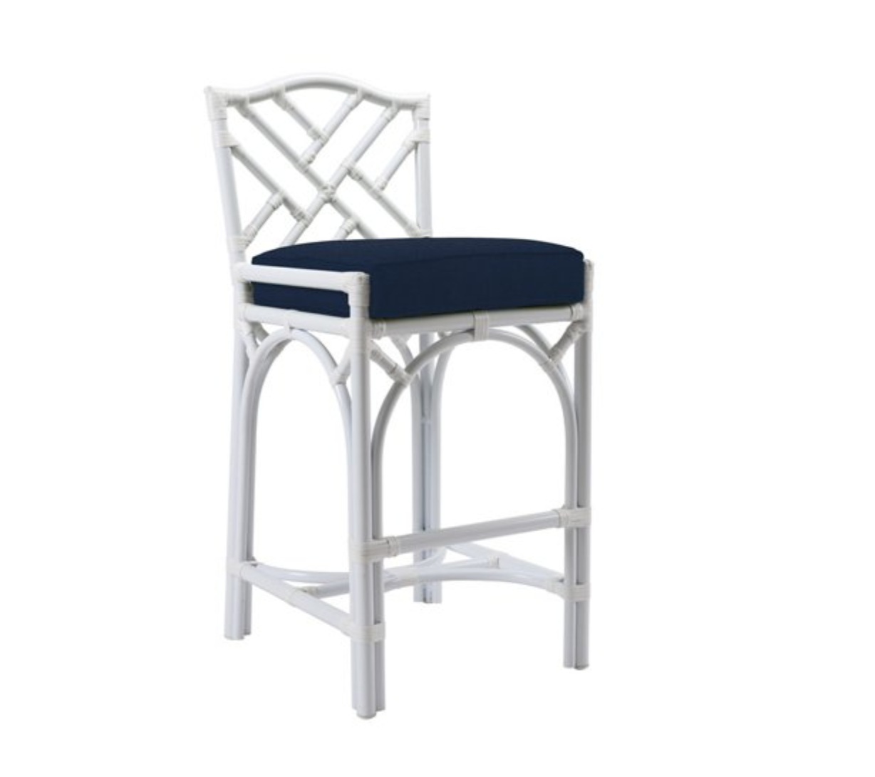 Chippendale Outdoor Counterstool, Navy Sunbrella by David Francis
