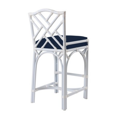 Chippendale Outdoor Barstool, Navy Sunbrella by David Francis