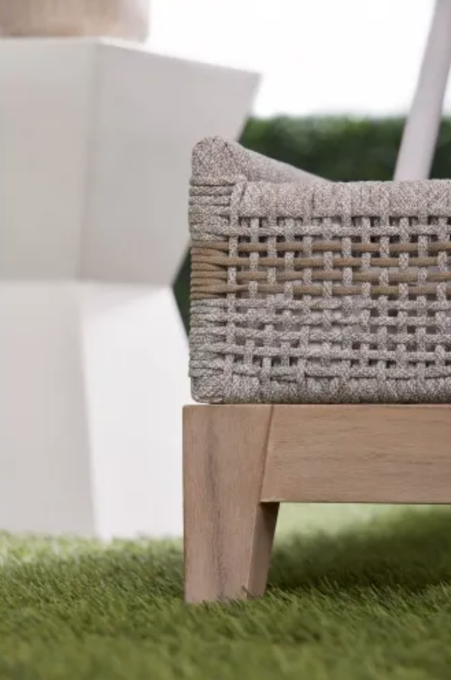 Tapestry Outdoor Chaise Lounge Taupe & White Flat Rop