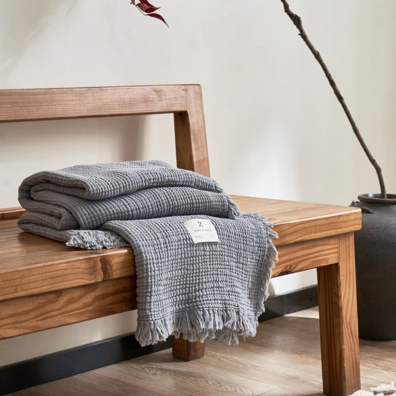 Sofa Throws Textured Fringe Living Room Blankets | Neutral
