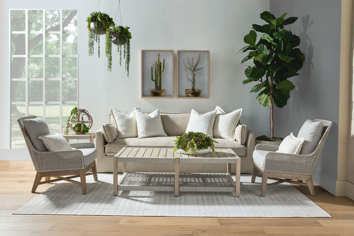 Essentials For Living Thea Outdoor 90" Taper Arm Slipcover Sofa