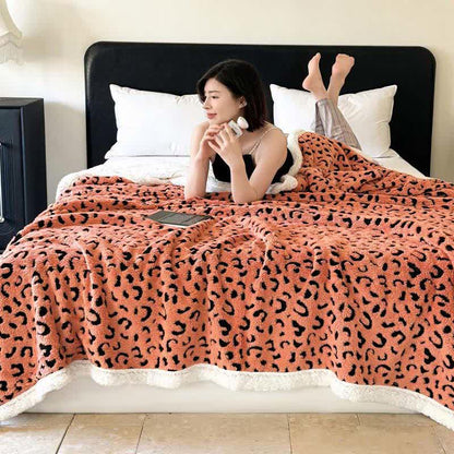 Weighted Blanket Leopard Fleece Bed | Large