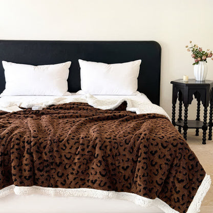 Weighted Blanket Leopard Fleece Bed | Large