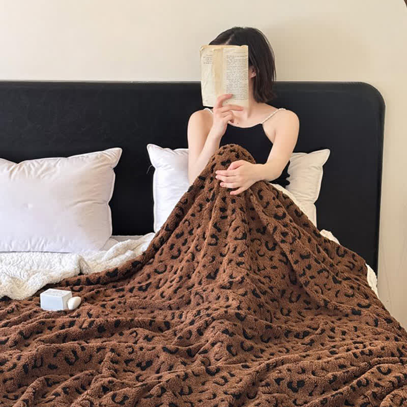 Weighted Blanket Leopard Fleece Bed | Large