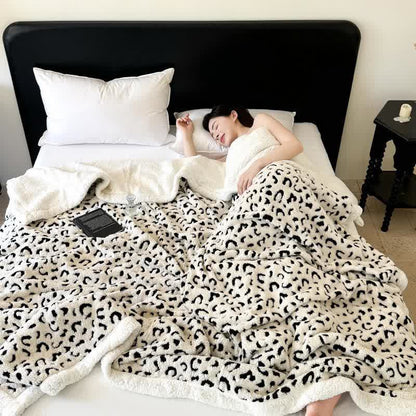 Weighted Blanket Leopard Fleece Bed | Large