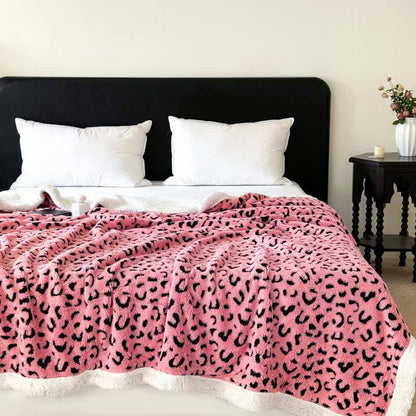 Weighted Blanket Leopard Fleece Bed | Large
