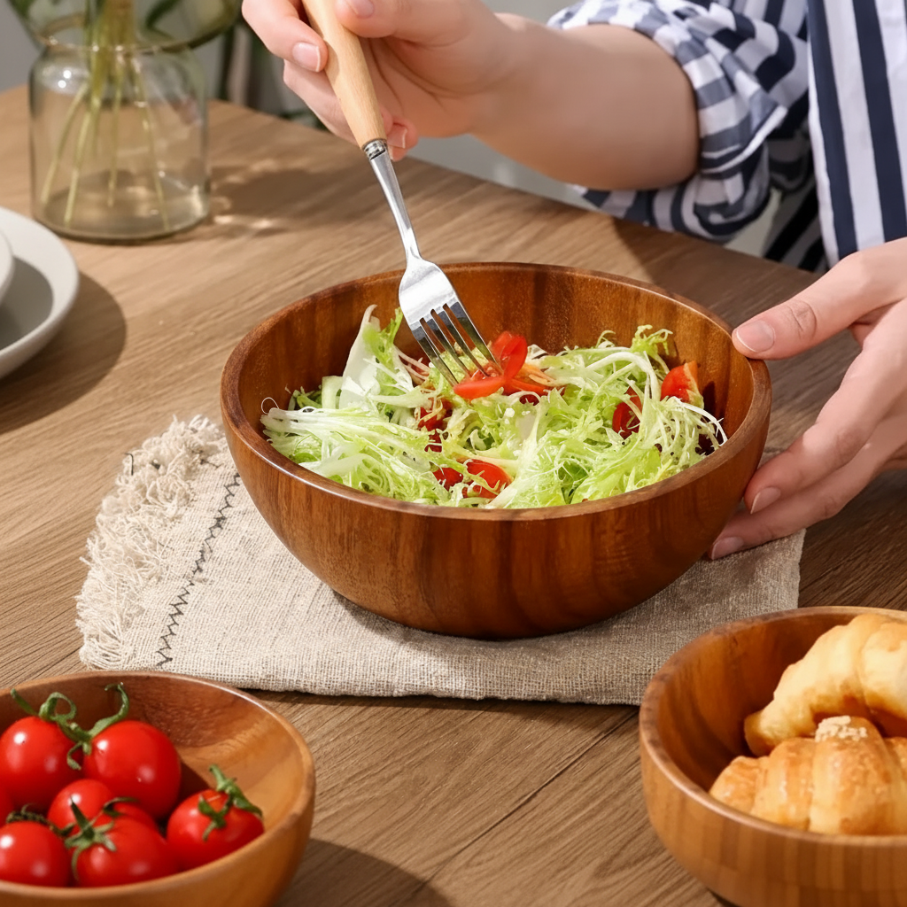 ACACIORA – Natural Acacia Wooden Bowl for Safe Family Dining