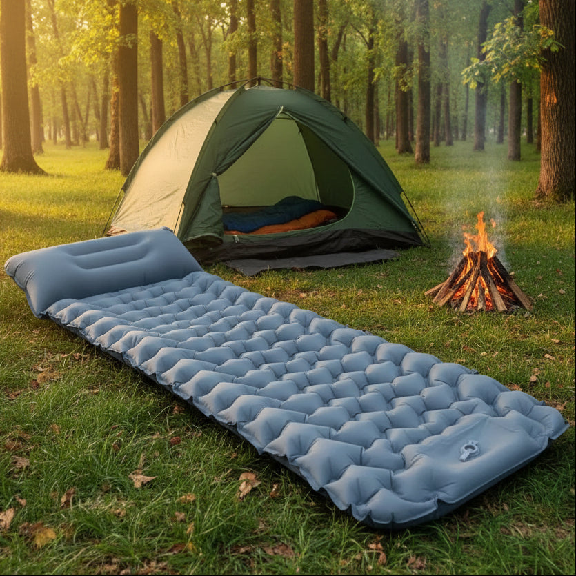 Lumyhome | Inflatable Camping Mattress with Foot Pump & Built-In Pillow