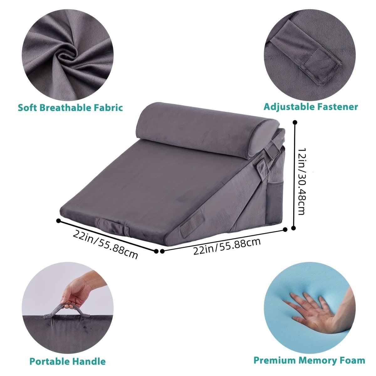 ANGLELIFT – Adjustable Memory Foam Wedge Pillow for Back Relief and Leg Elevation