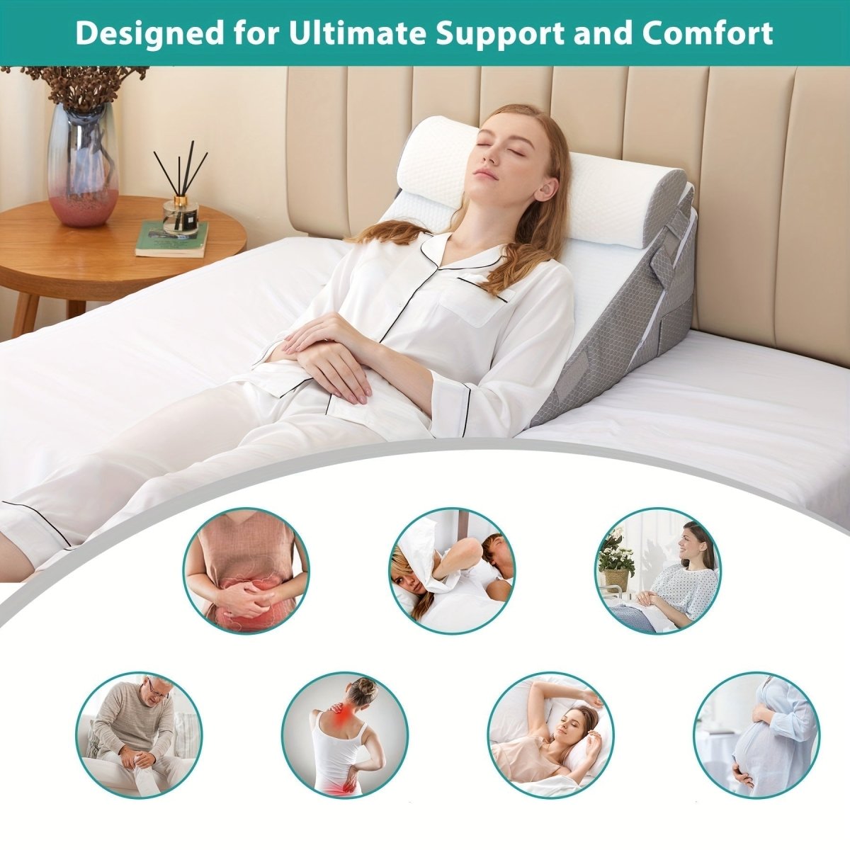 ANGLELIFT – Adjustable Memory Foam Wedge Pillow for Back Relief and Leg Elevation