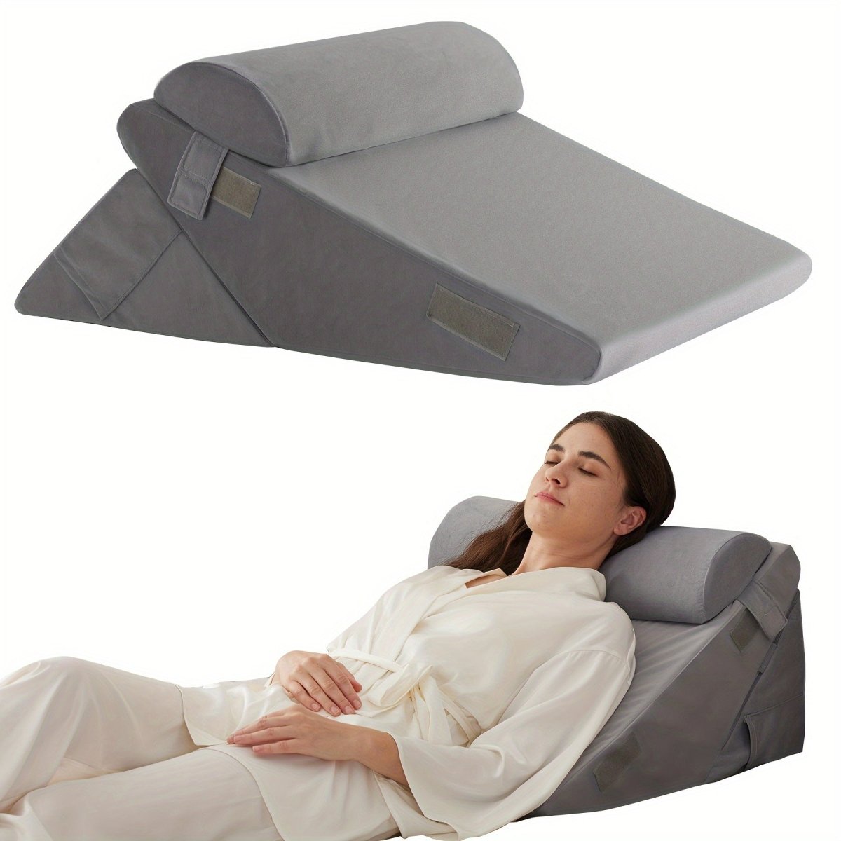 ANGLELIFT – Adjustable Memory Foam Wedge Pillow for Back Relief and Leg Elevation