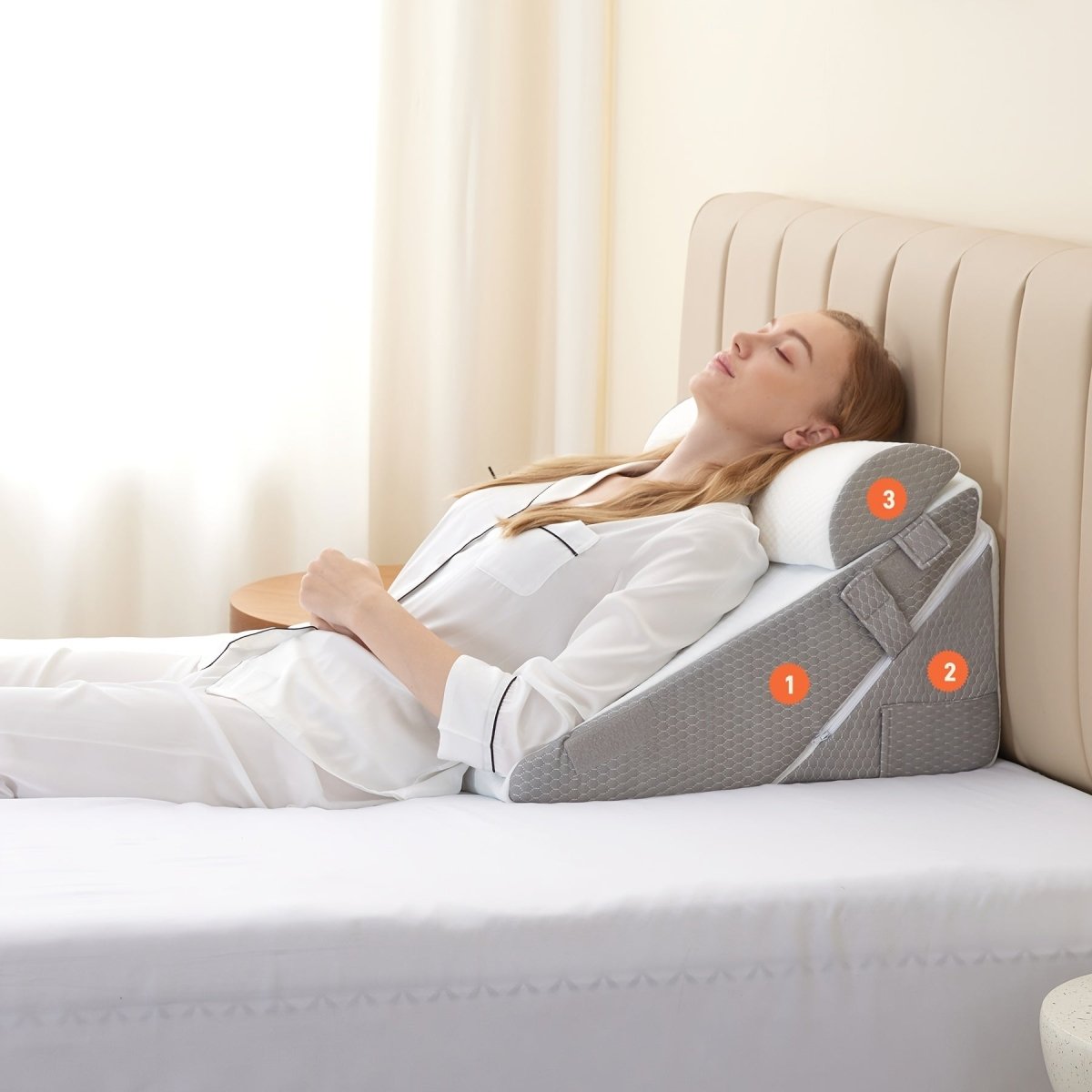 ANGLELIFT – Adjustable Memory Foam Wedge Pillow for Back Relief and Leg Elevation