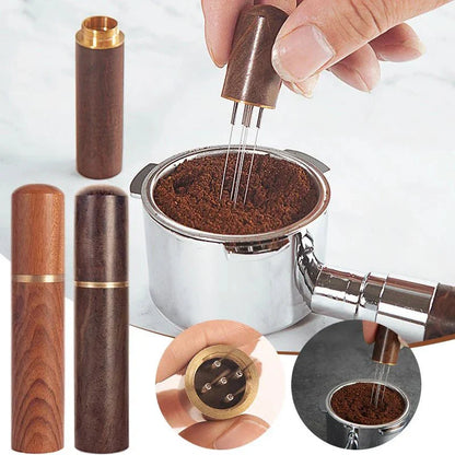 BARISTAPRO – Precision Espresso Tamper with Stainless Steel Needles and Wooden Handle