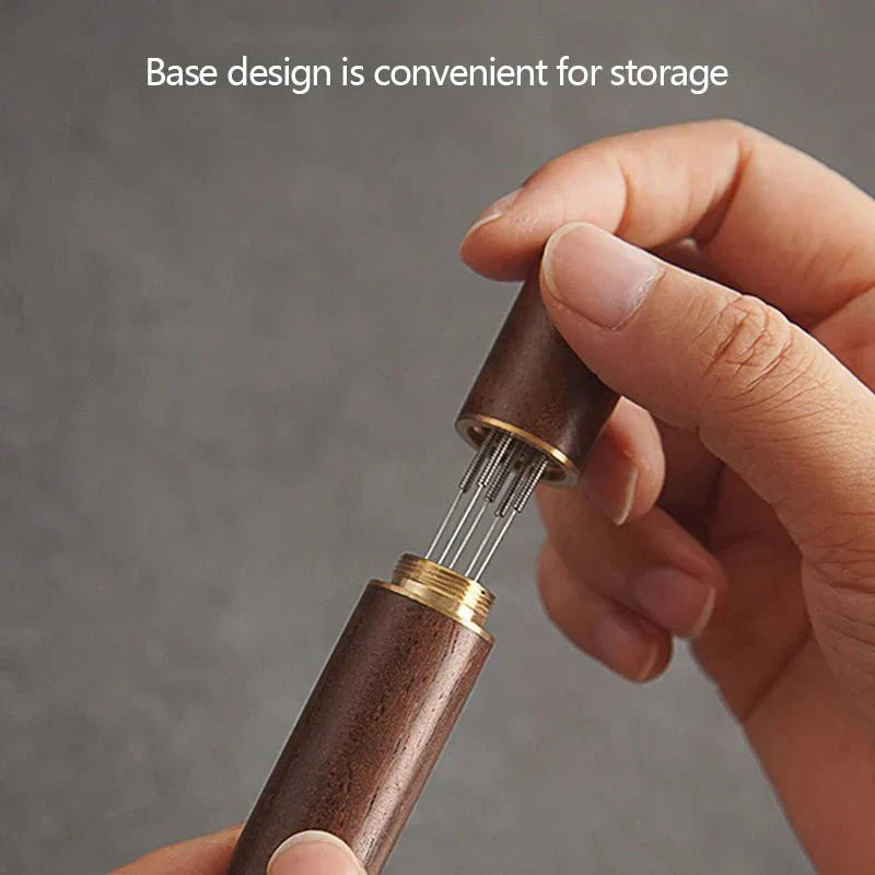 BARISTAPRO – Precision Espresso Tamper with Stainless Steel Needles and Wooden Handle