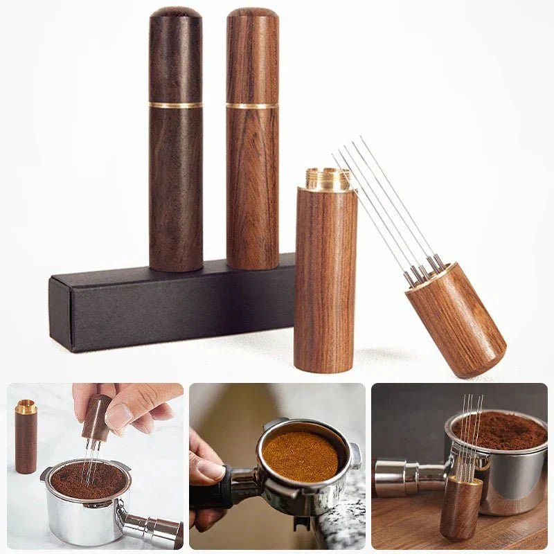 BARISTAPRO – Precision Espresso Tamper with Stainless Steel Needles and Wooden Handle