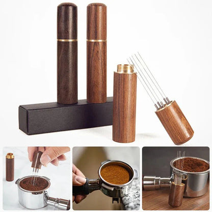 BARISTAPRO – Precision Espresso Tamper with Stainless Steel Needles and Wooden Handle